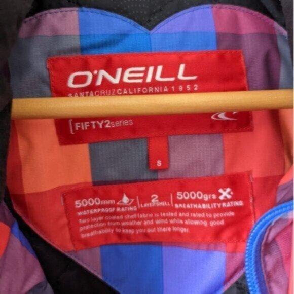 O'Neill waterproof checkered multicolored ski/snowboard jacket - Picture 5 of 7